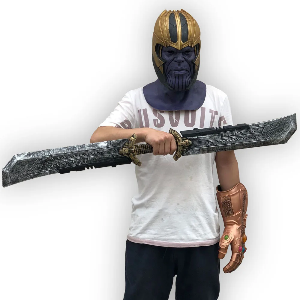 

Avengers: Endgame Thanos PVC Double Edged Sword Weapon Detachable Cosplay Thanos Costume Latex Mask Halloween Party Prop
