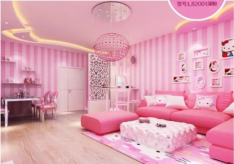 beibehang ورق حائط وردي مخطط بسيط وحديث غرفة أطفال أميرة غير منسوجات بيئية aliexpress