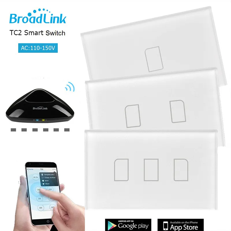 

Smart Home RF Touch Light Switches Broadlink TC2 123Gang 110V 220V Remote Control Wall Touch Switch Panel