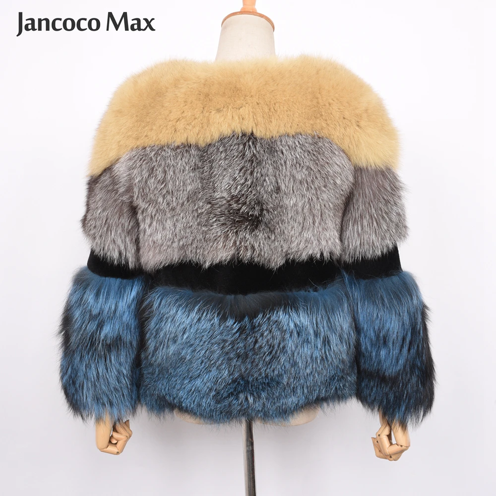 Fashion Style Women's Real Fox Fur Coat Winter Thick Warm Mix Color Natural Fur Jacket Top Quality 2019 New Arrival S7459