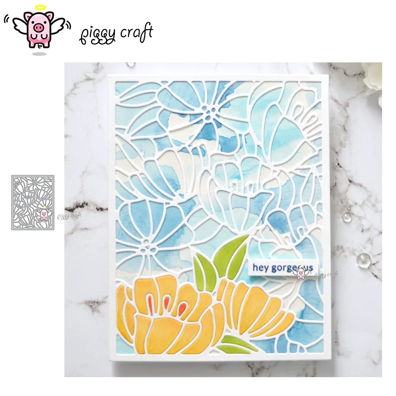 

Piggy Craft metal cutting dies cut die mold Flower frame decoration Scrapbook paper craft knife mould blade punch stencils dies