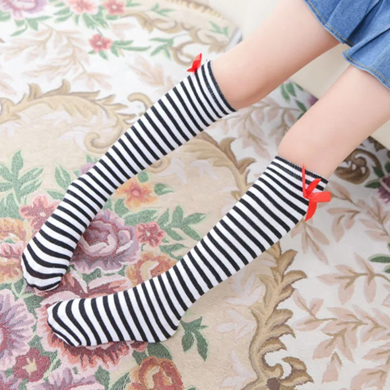 Носки для девочек принцессы до колена Луки милые Детские носки для младенцев длинные носки детские гетры для девочек пинетки красивые
