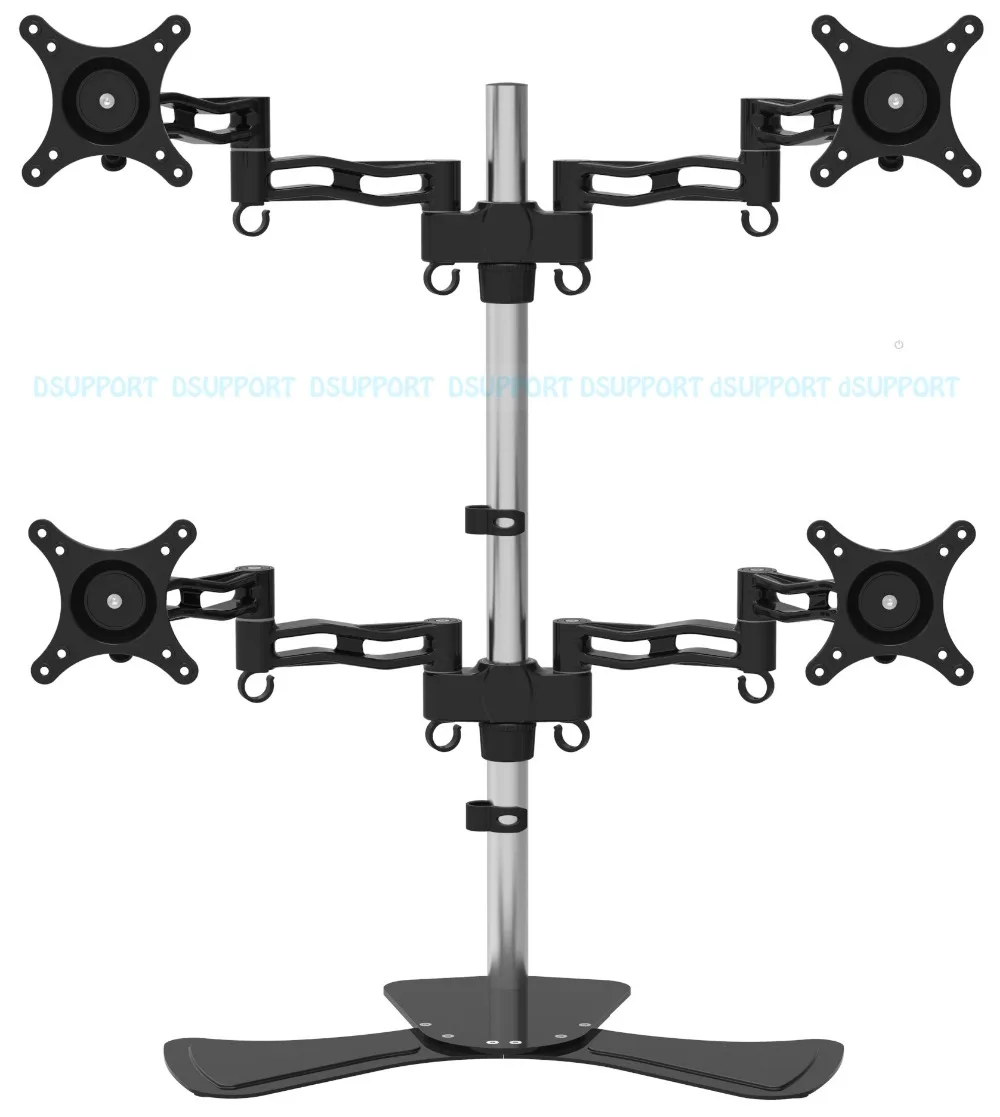 D08S-2 алюминиевый сплав настольная подставка 4 экран монитор держатель полное движение ТВ кронштейн