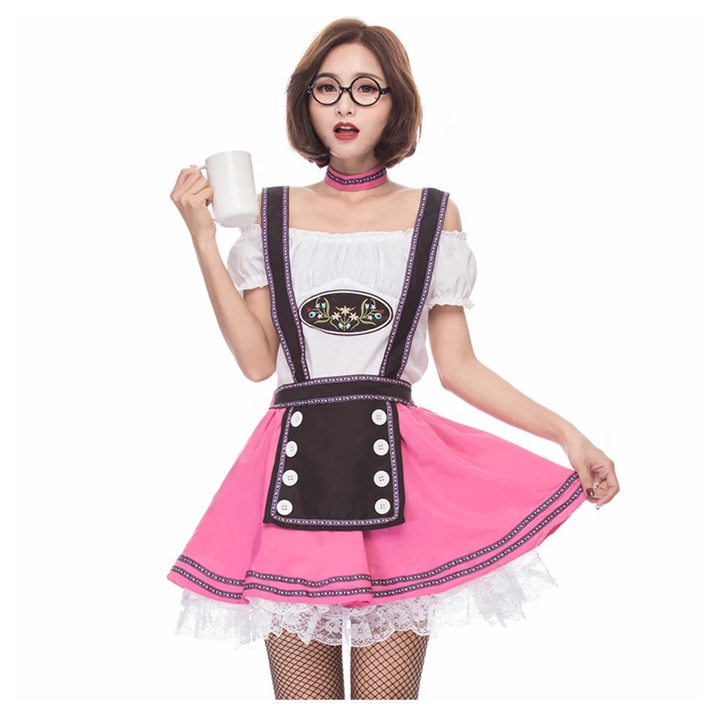 LMFC Sexy French Maid Costume Sweet Pink Lolita Dress Anime Cosplay Maid Adult Uniform Halloween
