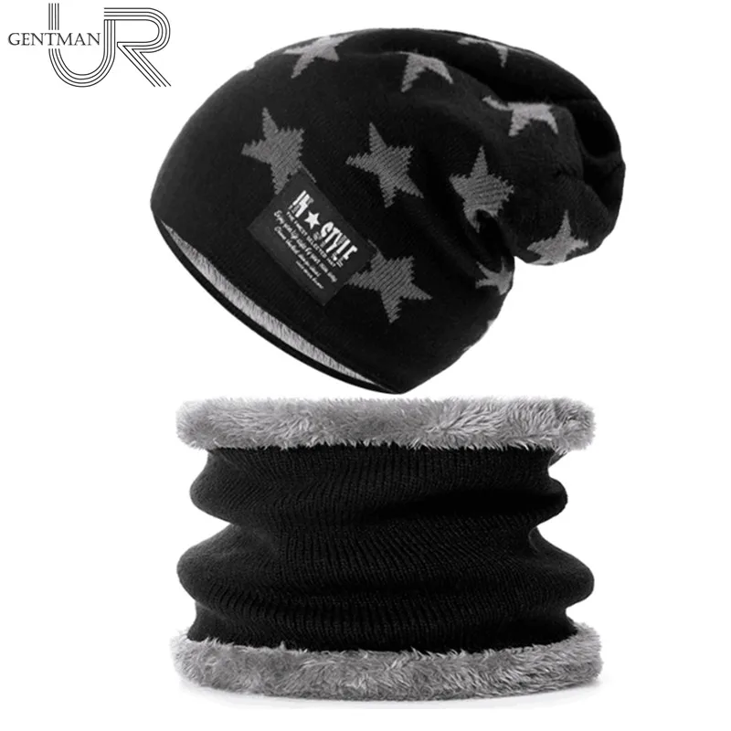 

1 Piece Winter Hat Casual Knitted Hat Collar Set Star Style Warm Baggy Winter Hats For Men Women Skullies Beanie Hat Bonnet Cap