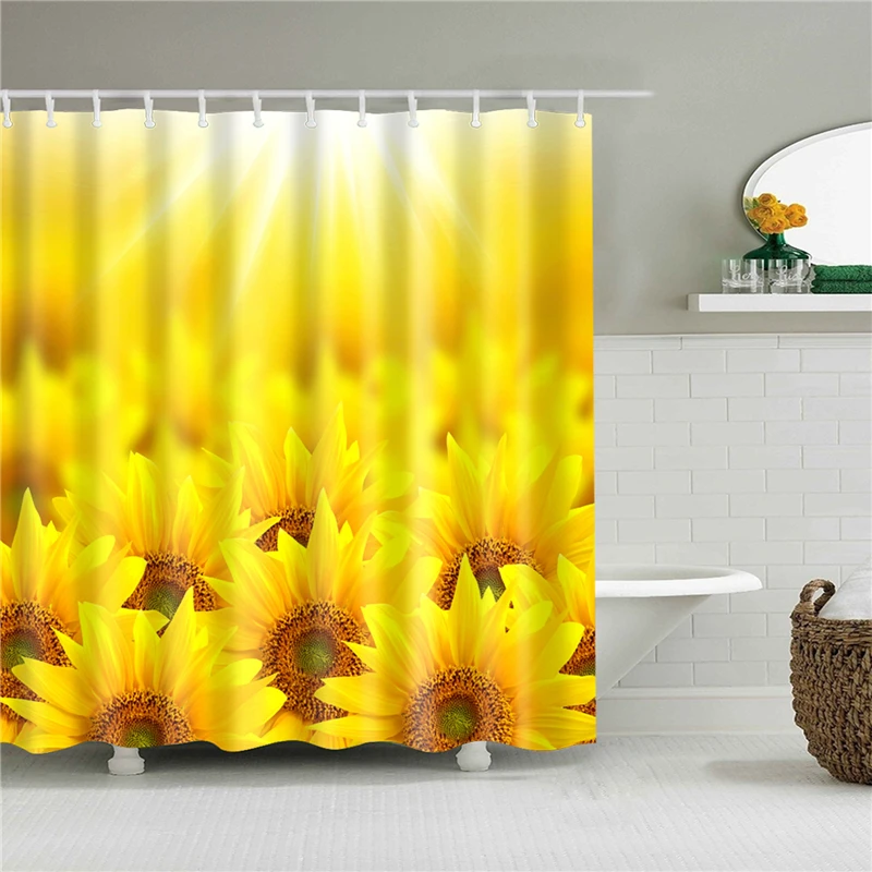 Waterproof Bath Shower Curtains 3d Flowers Printing Custain for Bathroom High Quality Polyester Bath Screen Home Decoration