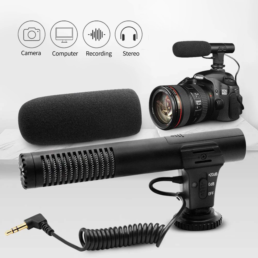 Audio Plug Hypercardioid Recording Video Camera Microphone Sadoun.com