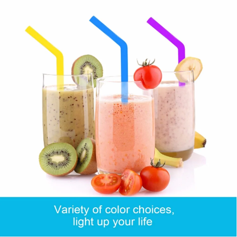 

6pcs/set repeat use silicone drinking straw bent straws straight straws for family use with 2 straws brush for free
