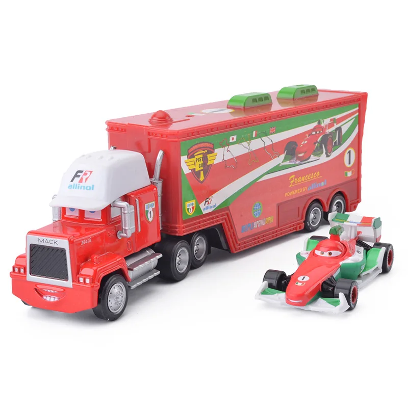 Disney Pixar Cars 3 2pcs Chick Hicks Lightning McQueen Uncle Container Truck 1:55 литой металл модель подарок на день