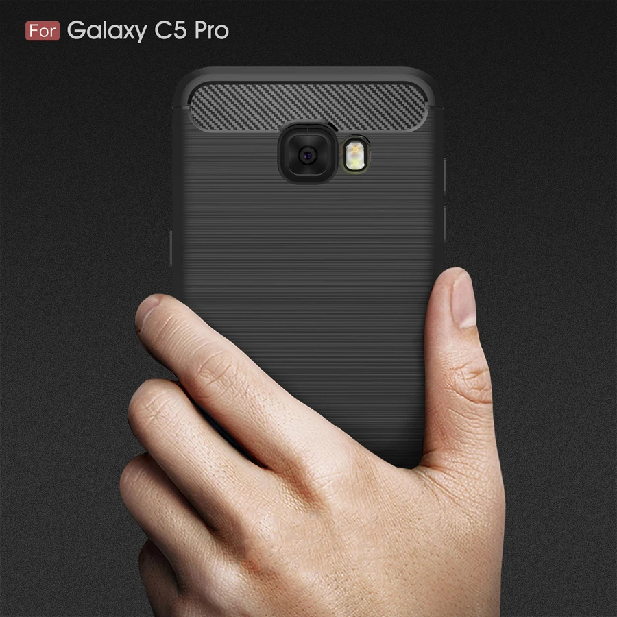 Противоударный чехол для телефона Samsung Galaxy C5 Pro Чехол углерода Волокно ТПУ Мягкий
