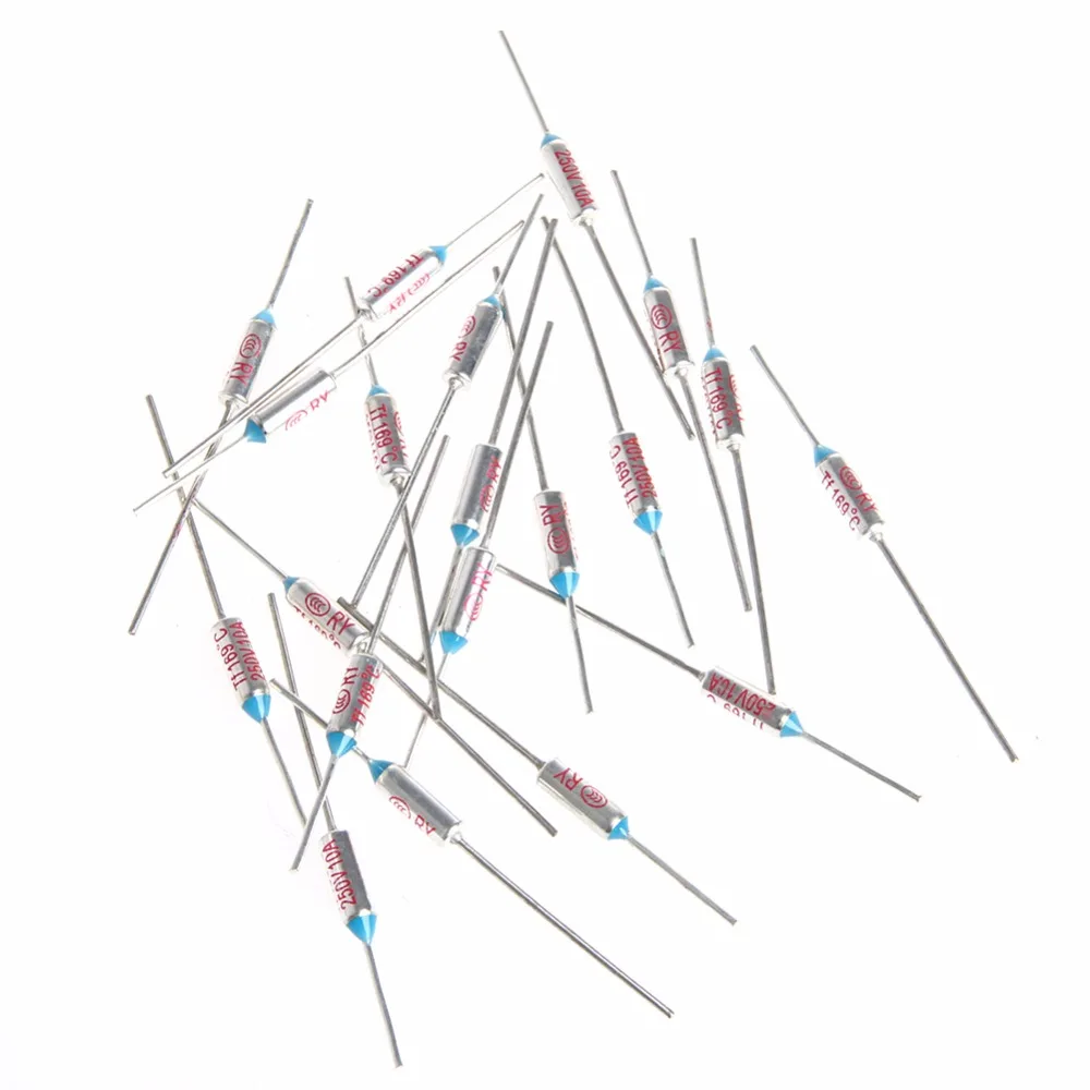 

20Pcs 10A 250V RY169 169 Degrees Temperature Thermal Fuse TF 169 Degrees Celsius Components