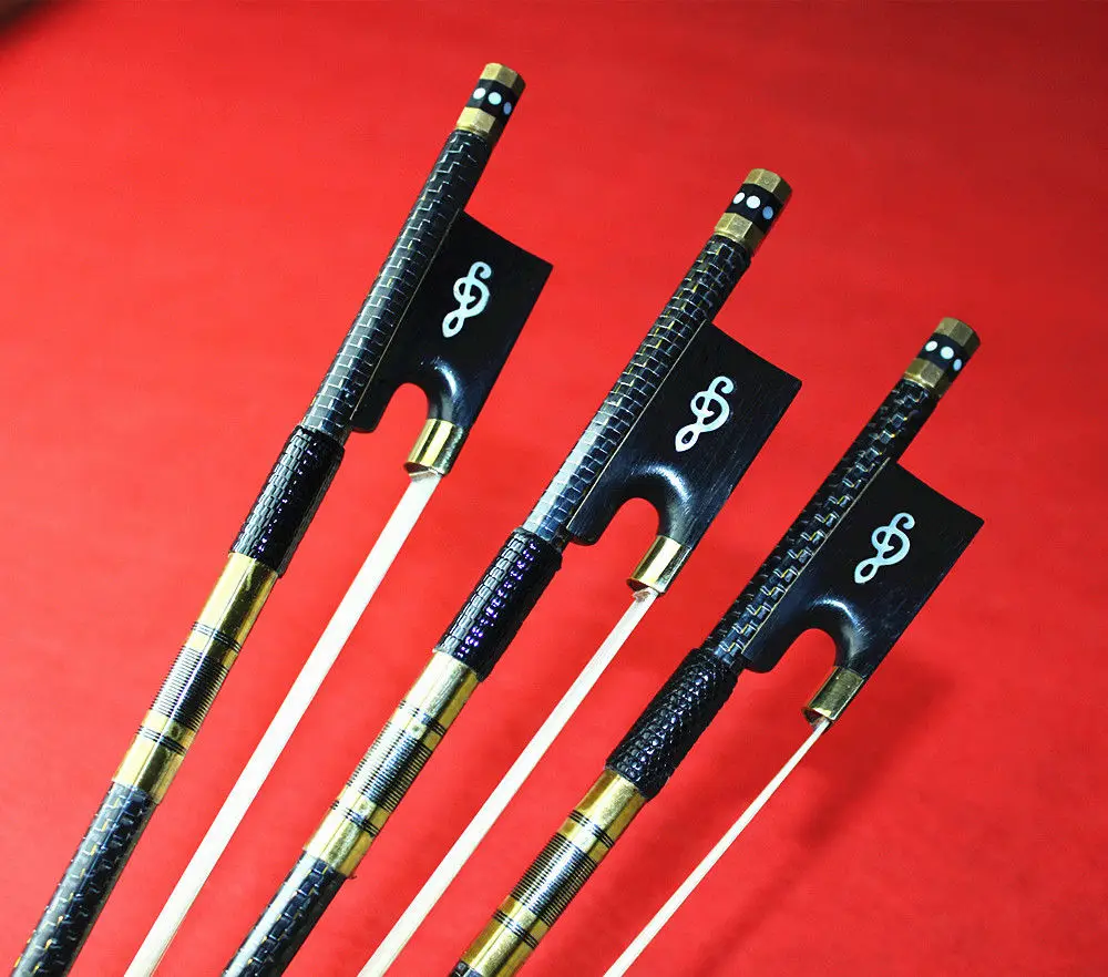 

5pcs Pro new light carbon fiber 4/4 violin fiddle bow copper parts White hair