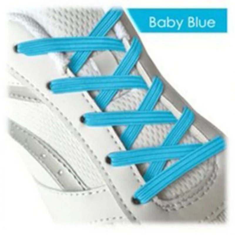 JUP 1-50 Pair Blue High Quality New Design Children Without Tie Rubber Elastic Lace Sneakers Shoelaces  Sports Shoes Lacing Blue