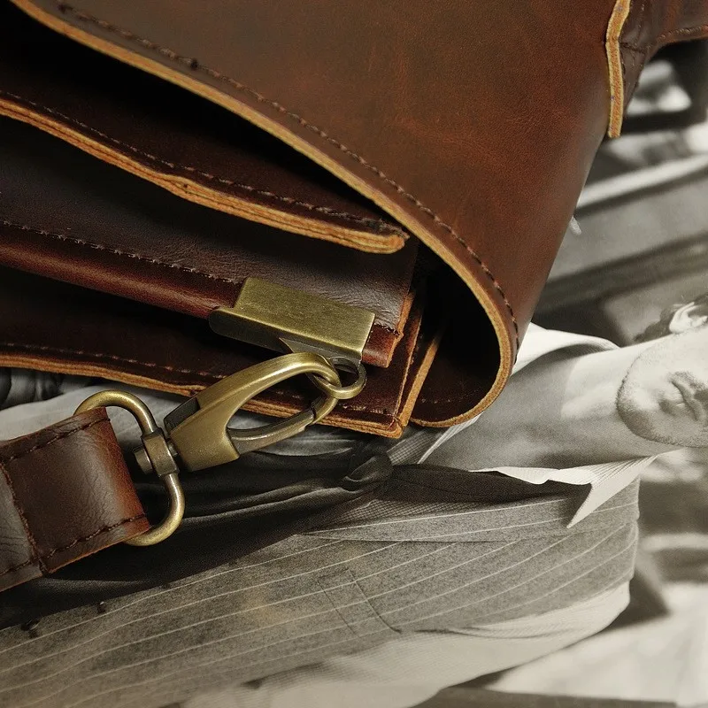 Vintage Men Business Real Genuine Leather Briefcase Travel Causal Shoulder Messenger Portfolio Laptop Bags Lawer Handbag Bolsa (14)