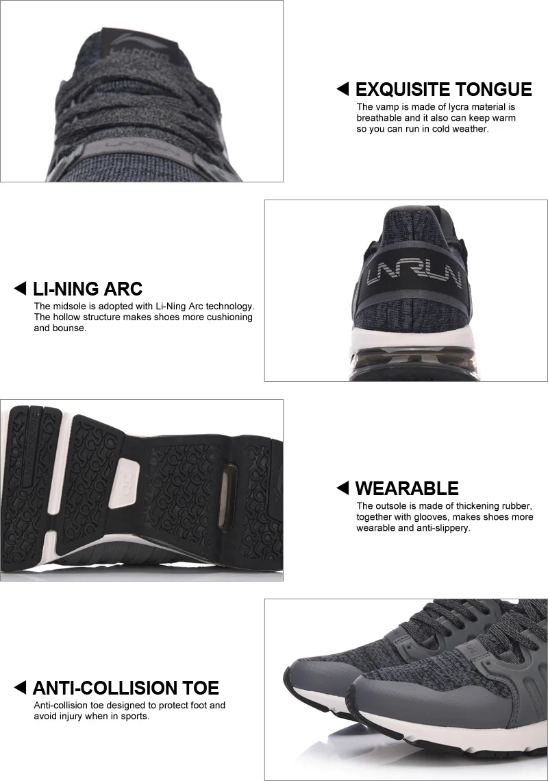 Li-Ning/мужские кроссовки для бега с пузырьковой дугой, износостойкие, с противоскользящей подкладкой, спортивная обувь, дышащие кроссовки, ARHM091 XYP592