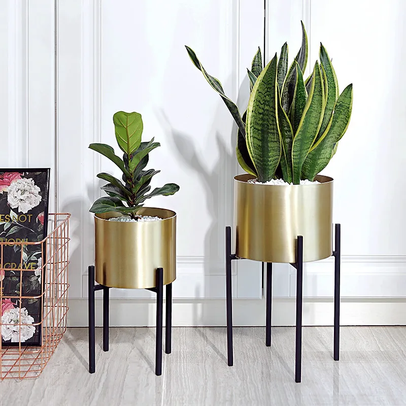 Goede Gouden Bloem Pot Rvs Smeedijzeren Metalen Bloem Stand Woondecoratie Bloemstuk Ingemaakte Floor Stand