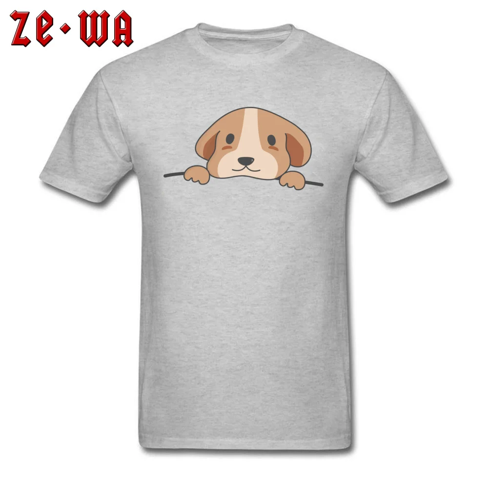 Cute Pocket Dog Pure Cotton T Shirt for Men Short Sleeve Casual Tees Wholesale Summer O Neck Tops T Shirt Summer Cute Pocket Dog  grey