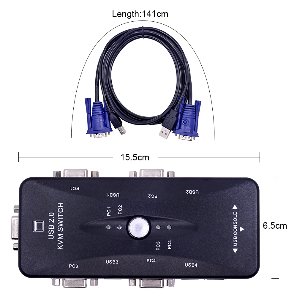 CHIPAL 4 порта USB 2,0 KVM переключатель 1920*1440 VGA SVGA переключатель делителя+ 4 кабеля для клавиатуры мышь 4 компьютера использовать 1 монитор