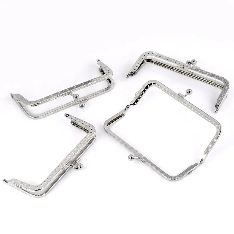 

10Pcs Silver Tone Purse Bag Frame Kiss Clasp Lock DIY Metal Handle Component 12.8x6.5cm