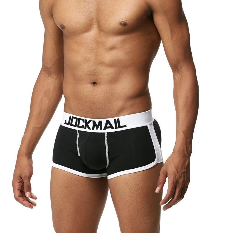 JOCKMAIL, фирменное Мужское нижнее белье, боксеры, плавки с сексуальным мешочком для пениса, усиление выпуклости спереди+ сзади, Двойная съемная чашка пуш-ап