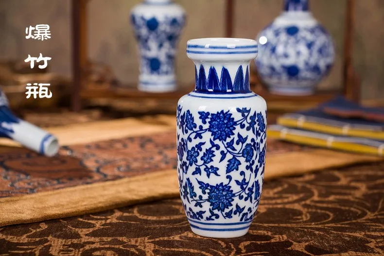 Китайская ваза для цветов для дома Винтаж Синяя и Белая Фарфоровая Ваза керамика для декора; ваза с цветами под старину традиционный D5