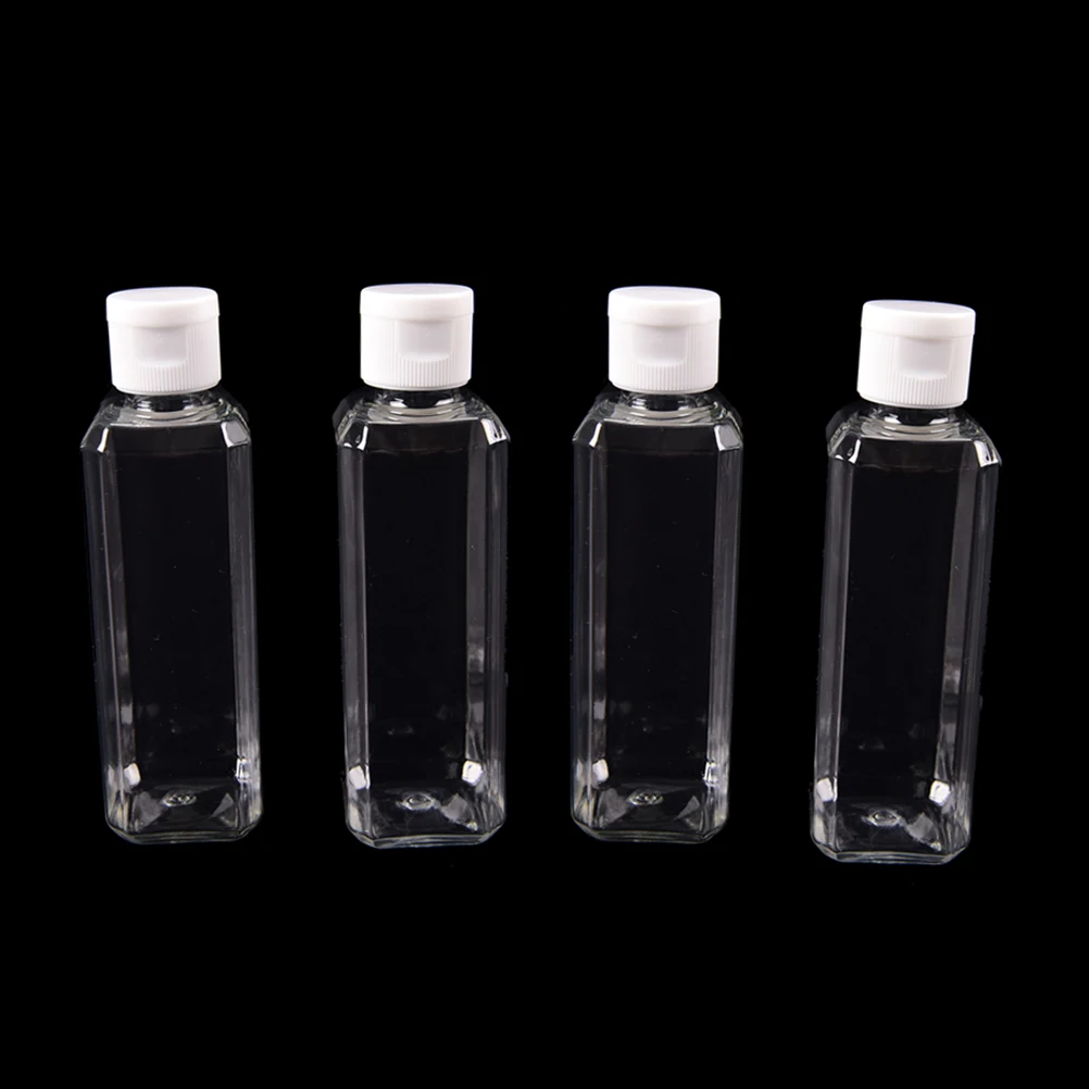 1Pc  Small Simple Transparent Flip Top Cap Refillable Bottle Clear Empty Bottles Container Makeup Liquid Cosmetic Jar 100ml