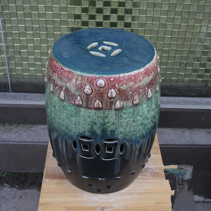 Jingdezhen indoor ceramic Antique home drum porcelain garden stool Glazed hand painted round chinese stool porcelain (1)