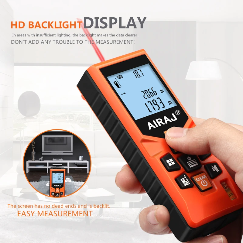 

AIRAJ Handheld Range Finder Laser Range Finder High Precision Infrared Measuring Instrument Measuring Room Electronic Ruler