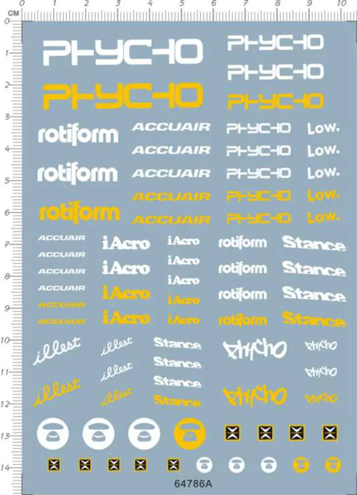 1/24 Scale Automotive Race Car Markings Logos Model Kit Water Slide Itasha Decal