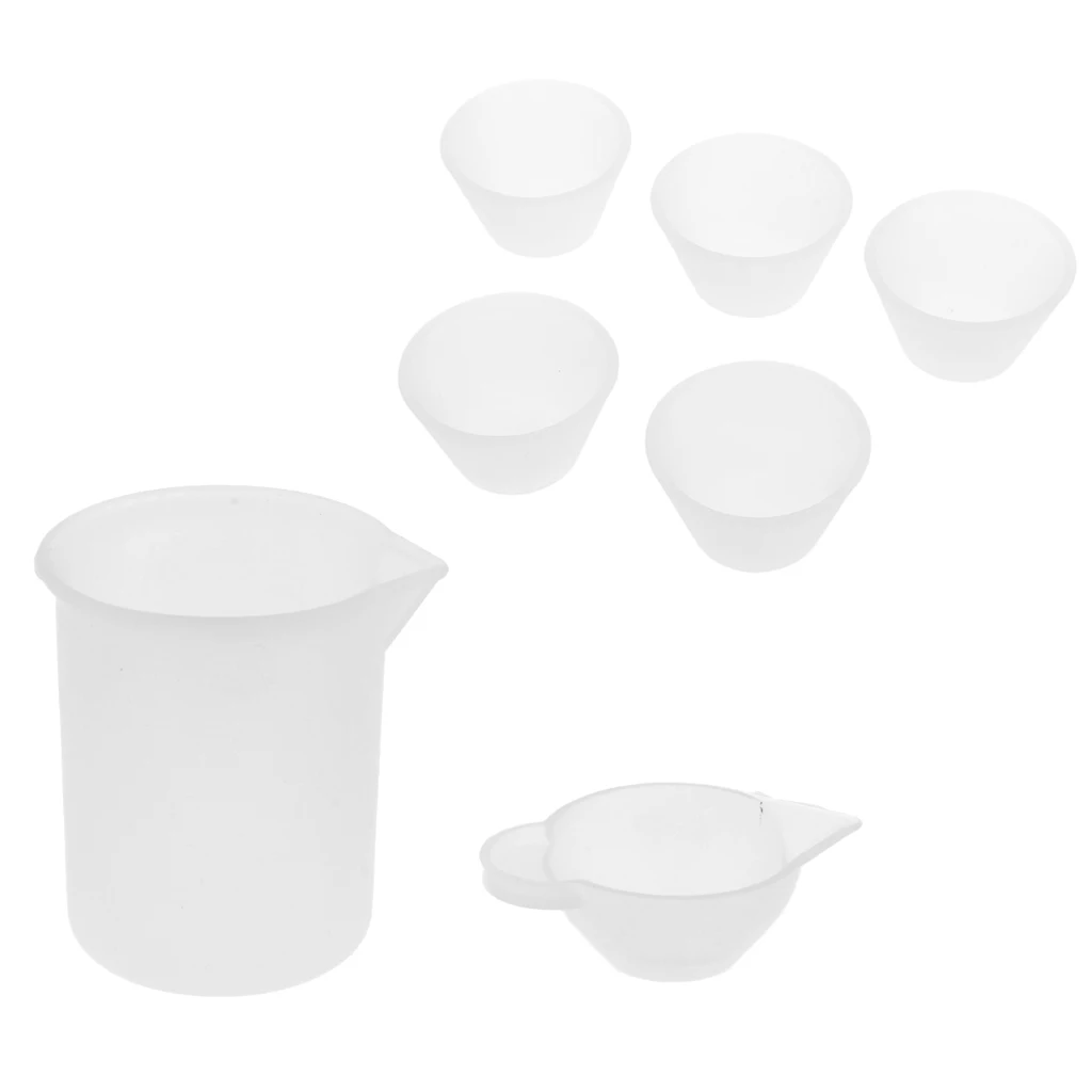 7pcs Clear Epoxy Resin Measuring Cup, 100ML Mixing Dispenser Cups Silicone Mold for Jewelry Making Tool Color Modulation