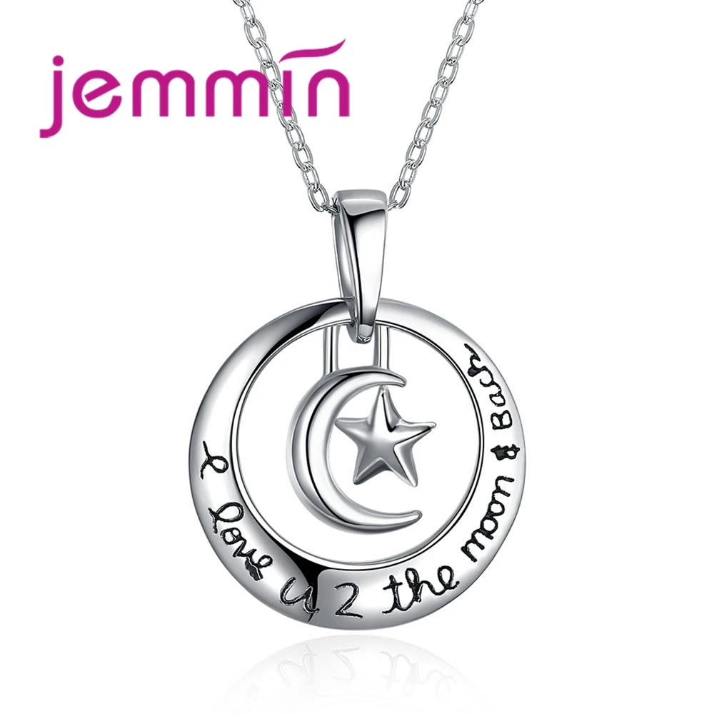 

JEMMIN Paved Micro AAAA Cubic Zircon Love Moon Heart Pendant Necklace 925 Sterling Silver Nice Women Girl's Valentine's Gift