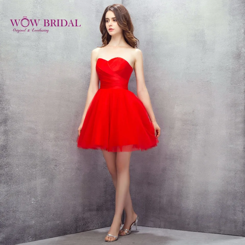 Wowbridal/красное короткое платье из тюли для выпускников, новинка года, выпускные платья высокого качества, пышное милое короткое платье