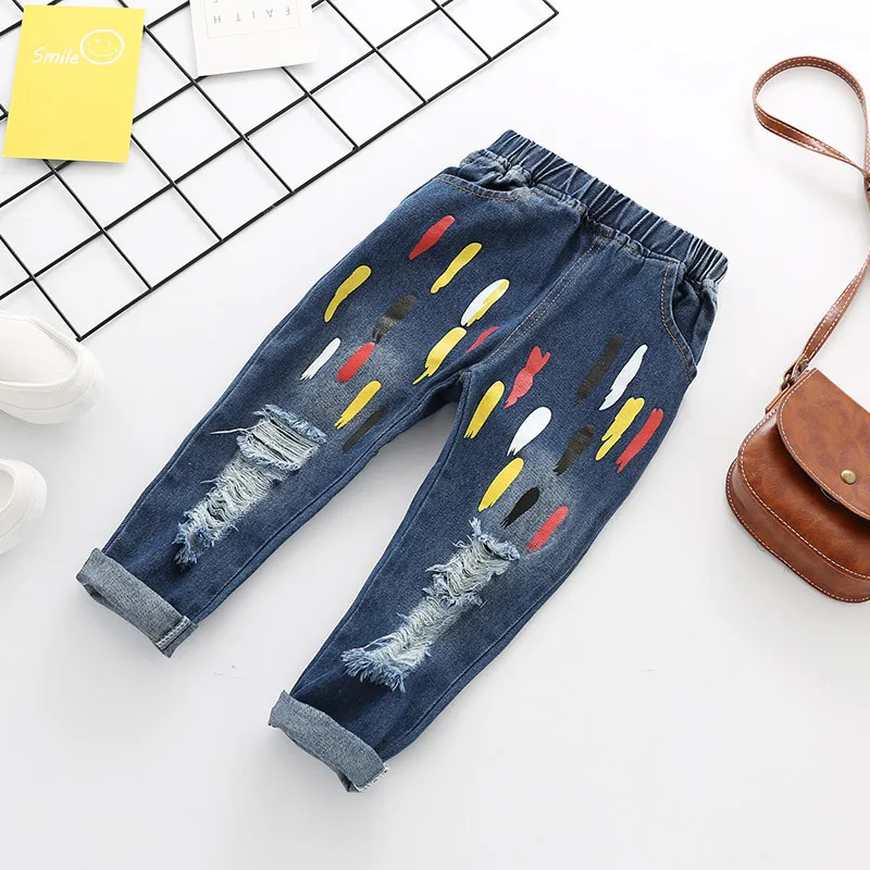 Girls Clothes Jeans 2017 Baby Girls Jeans Hole Ripped Jeans for Kids