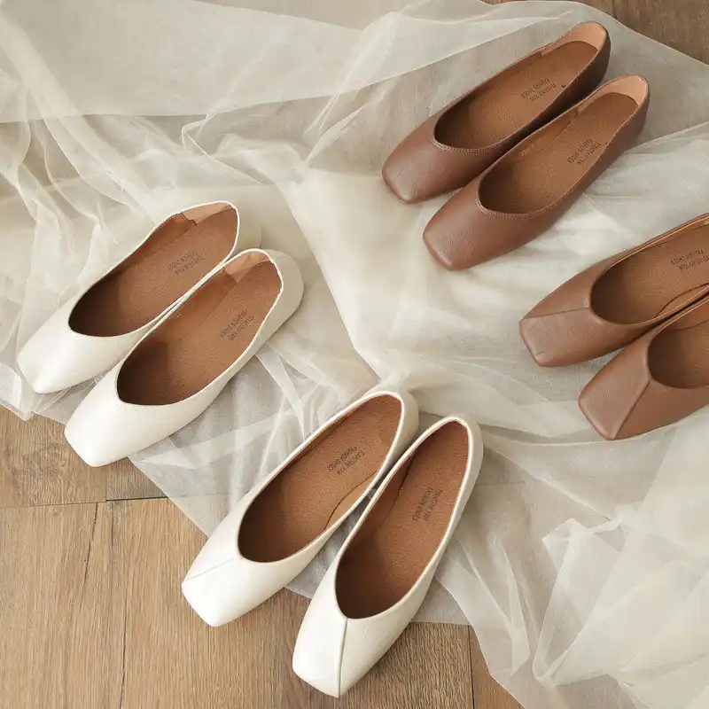 brown leather mules flat