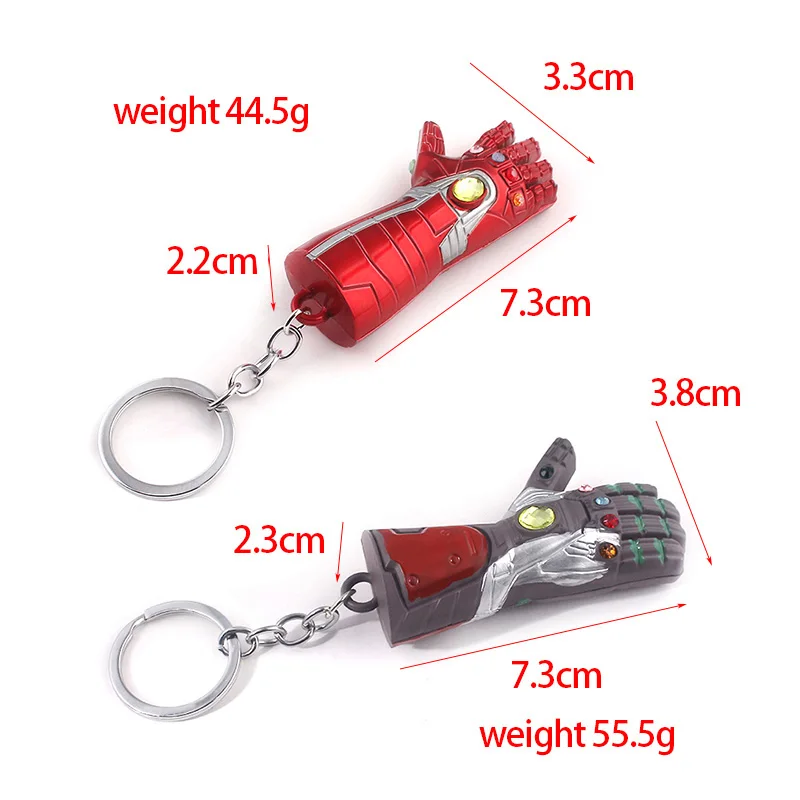 15pcs/lot The Avengers Wholesale Iron Man Infinity Gauntlet Keychain Thor Axe Hammer Enamel Weapon Metal jewelry Men Car Keyring