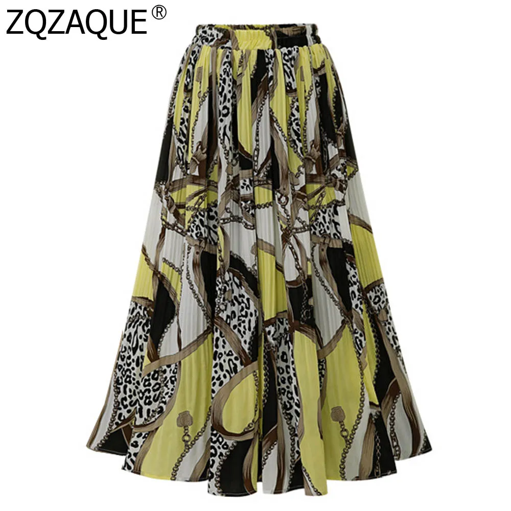 

Cheap Quality Fashion Designer Women's Chiffon Skirts European and American Oversize Comfortable Big Hem A Line Long Skirt Lady