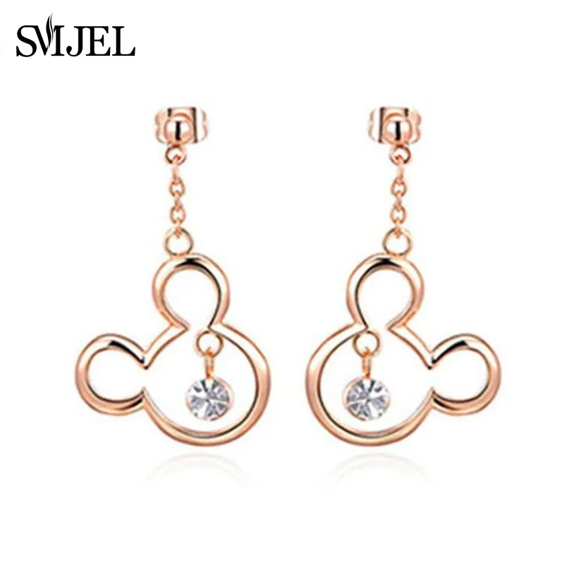 SMJEL Mini Animal Earing Mickey Earrings for Women Bijoux New Kids Earring Small Ear Studs Pendientes Cartoon Jewelry oorbellen