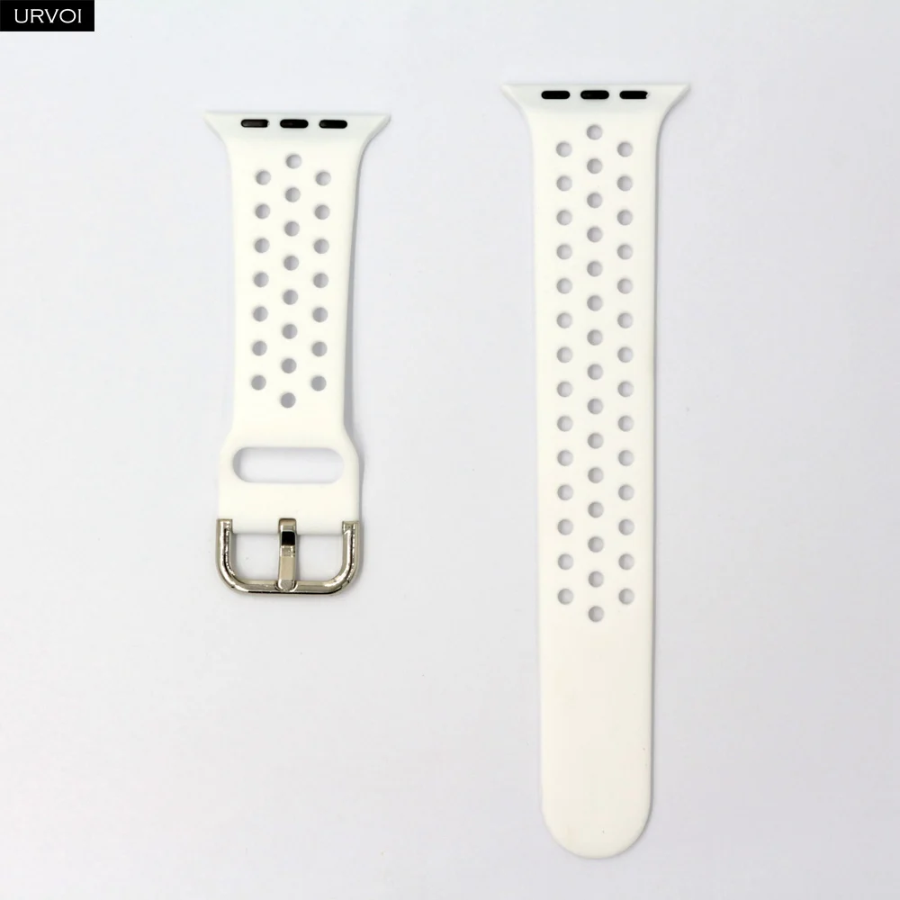 White Ремешок URVOI для apple watch 5 4 3 2 1 ремешок для iwatch NIKE силиконовый спортивный ремешок 40 мм 44 мм аксессуары для часов 40 мм мягкий дышащий - Цвет ремешка: White