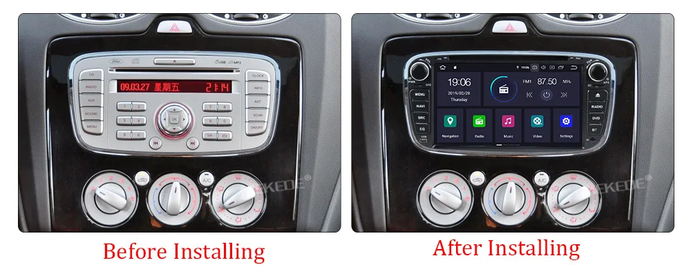 Excellent MEKEDE 2Din Android9.0 4+64G IPS Screen+DSP Car accessories dvd player For FORD/Focus/Mondeo/S-MAX/C-MAX/Galaxy GPS navigation 5