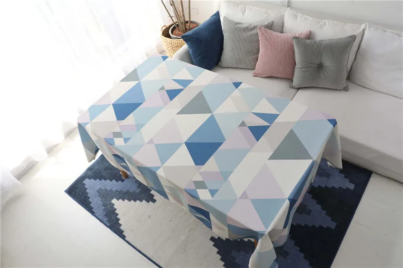  Waterproof Rectangle Dining Table Cloth Black Blue Geometric Table Cover for Wedding Party Kitchen 
