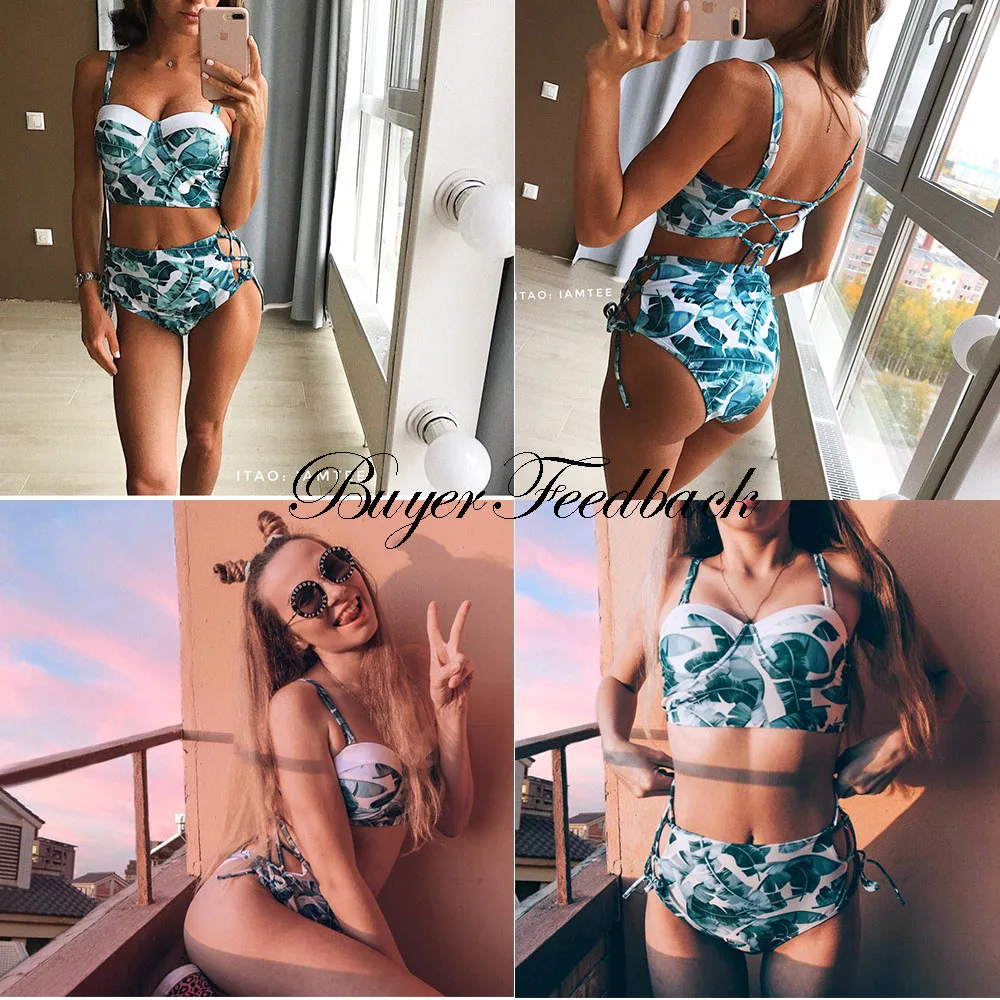 Sexy High Waist Swimwear 2018 New Print Bikinis Women Swimsuit Padded Bandage Bathing Suit Brazilian Biquini Maillot de bain Sexy High Waist Swimwear 2018 New Print Bikinis Women Swimsuit Padded Bandage Bathing Suit Brazilian Biquini Maillot de bain