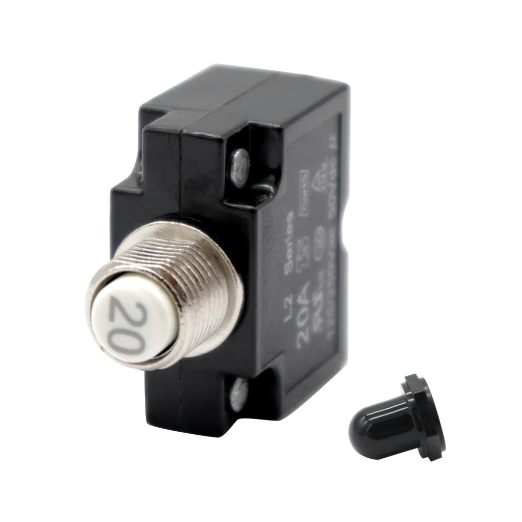 12V-24V Push Button Resettable Circuit Breaker with 2 Quick Terminals 20AMP High Sensitivity Overload Protection