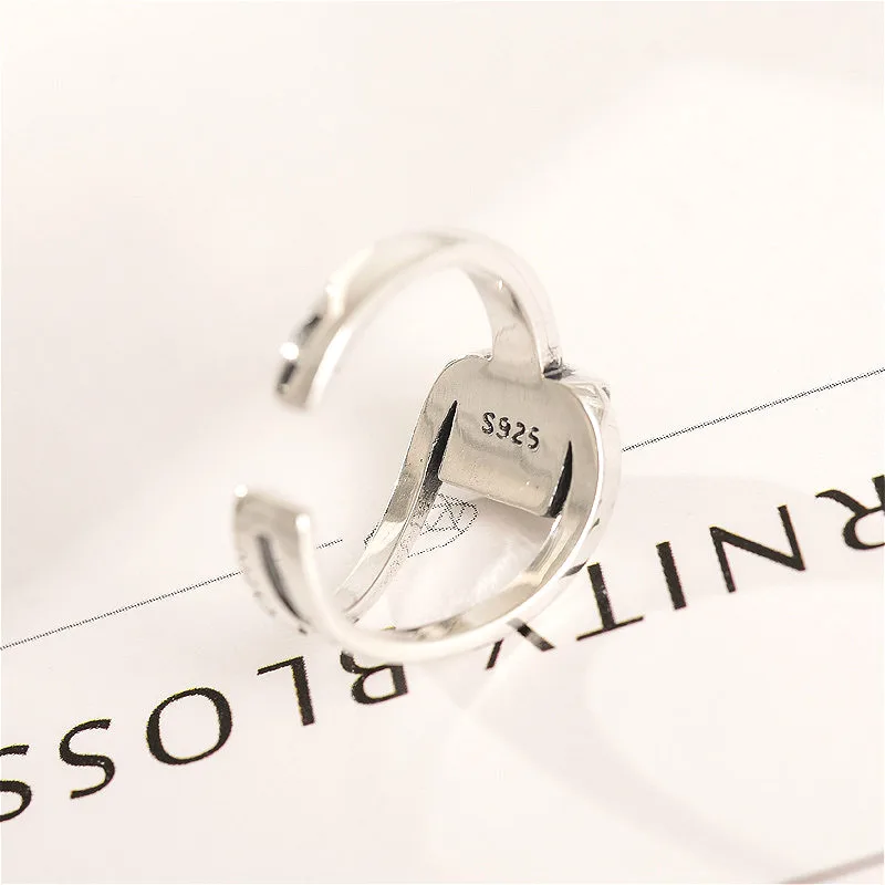 Flyleaf двухслойный квадратный черный агат кольца из стерлингового серебра 925 для женщин ювелирные украшения натуральный камень Открытое кольцо Винтаж