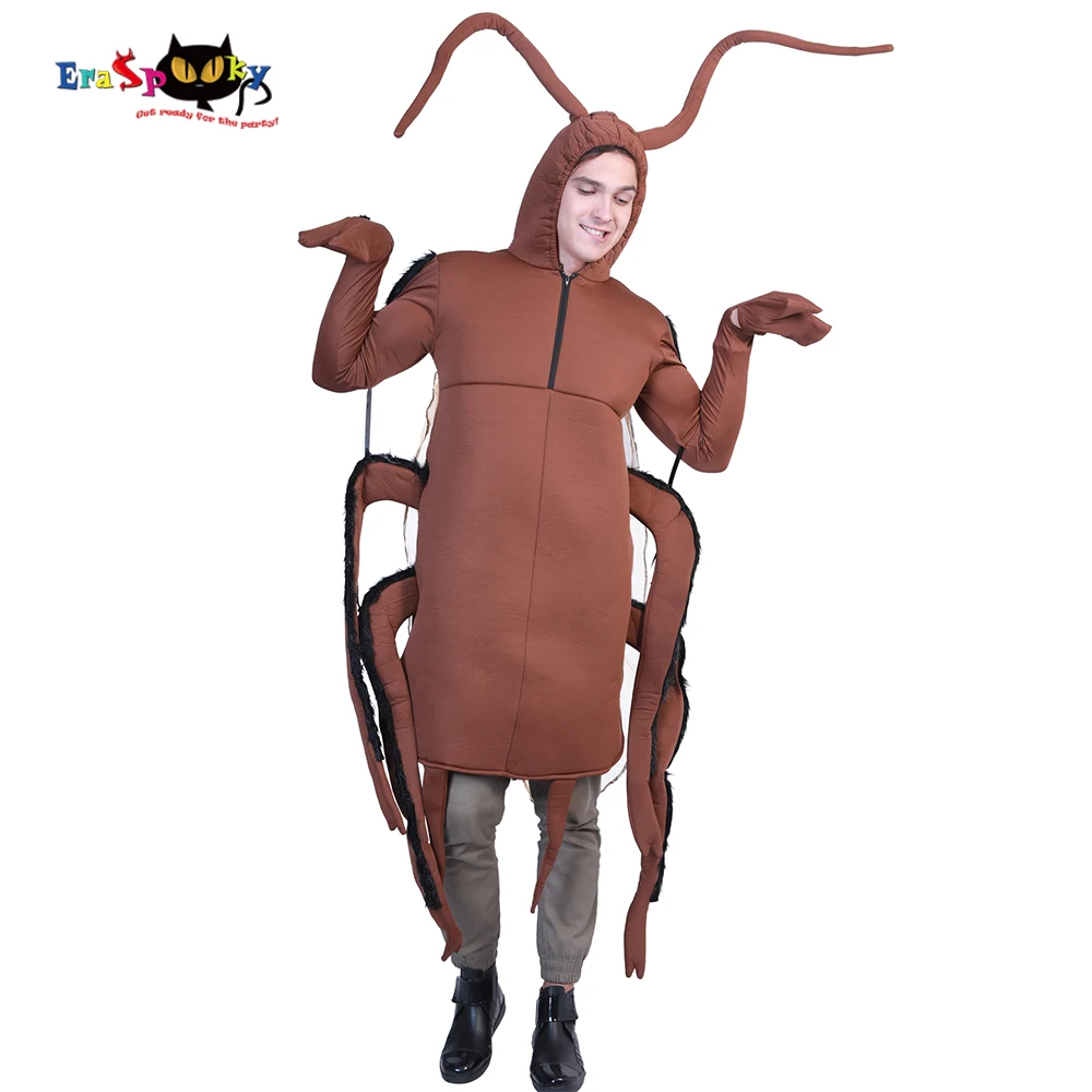 

Carnival Party Costume Men Creepy Funny Cockroach Costume Adults Unisex Animal Jumpsuit Halloween Fancy Dress Wings Onesies 2018