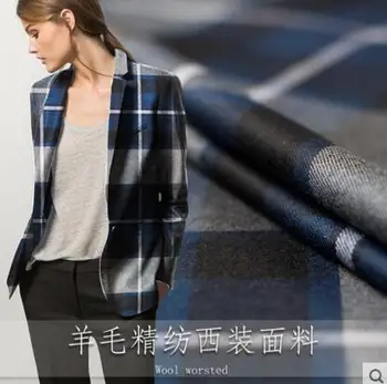 

New high-end fashion of woolen worsted fabric classic blue striped fabric