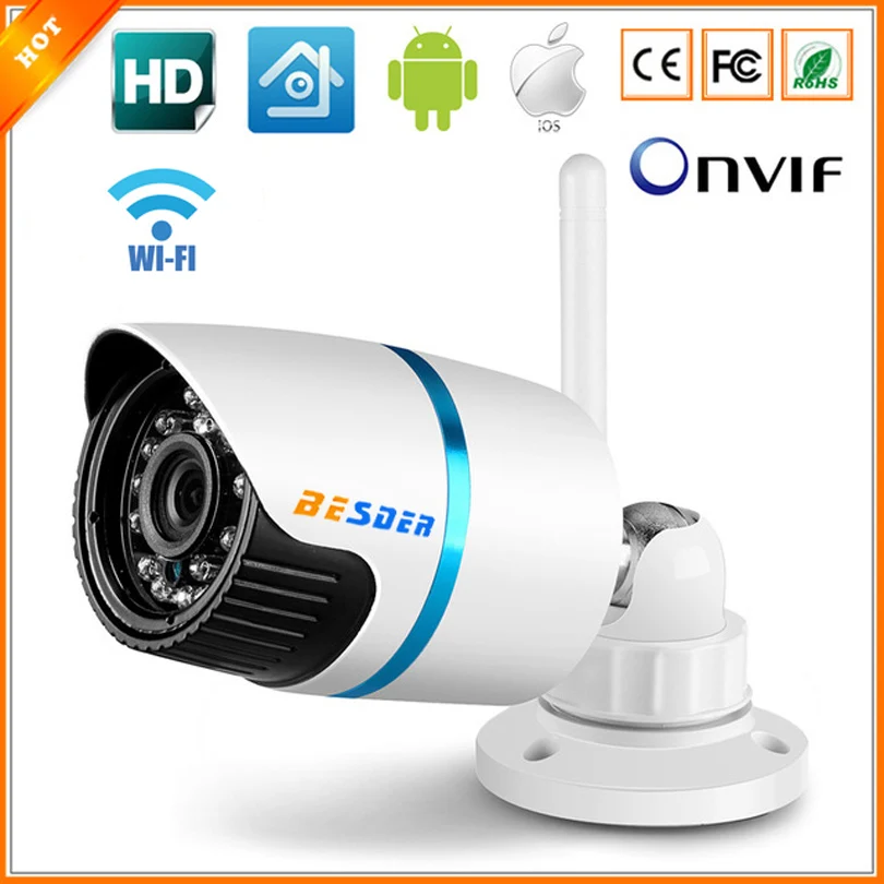 Wifi IP Camera Wireless Outdoor Waterproof Bullet Wi-Fi 802.11b/g/n 150Mbps ONVIF HI3518 XMEYE 720P 1MP IR Cut Filter | Безопасность и