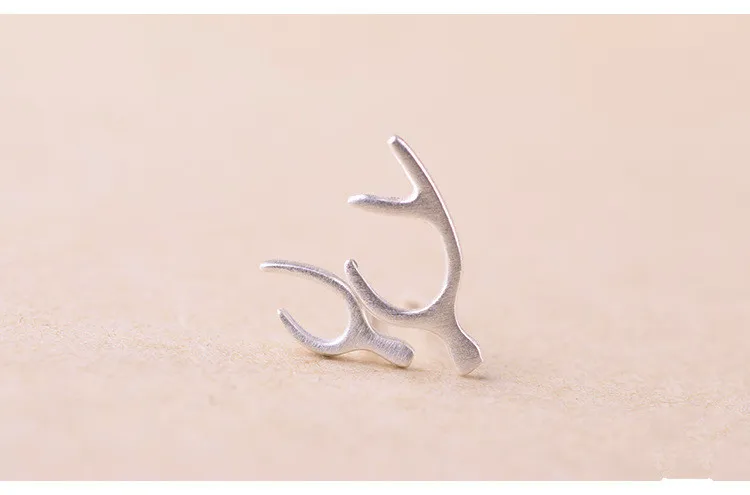 Женские асимметричные серьги гвоздики из серебра 925 пробы с оленем|fashion stud earrings|stud