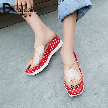 

DORATASIA New 2019 Sweet Polka Pot Platform Slippers Ladies Summer Transparent Strap Slippers Women Wedges Casual Shoes Woman