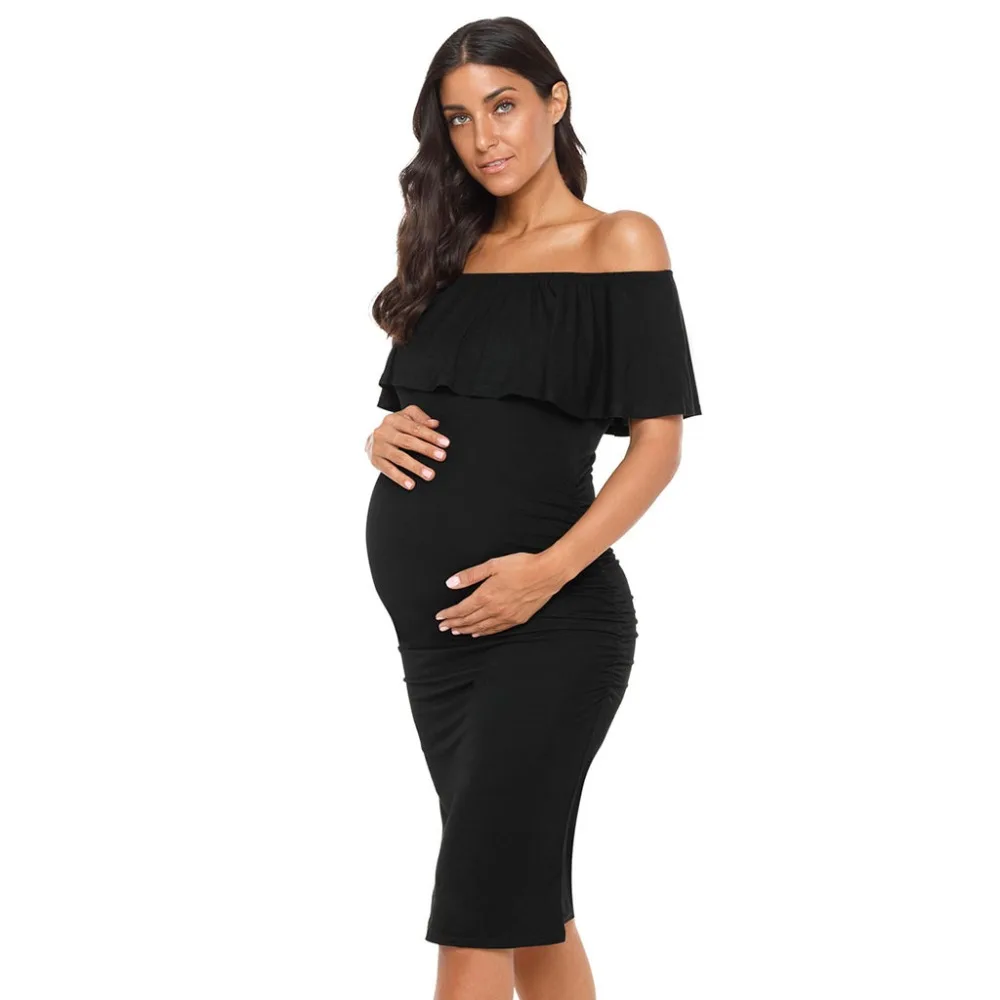 

Hot new vestidos para embarazadas print short-sleeved women's pregnancy dress summer shoulderless clothes sexy maternity dresses