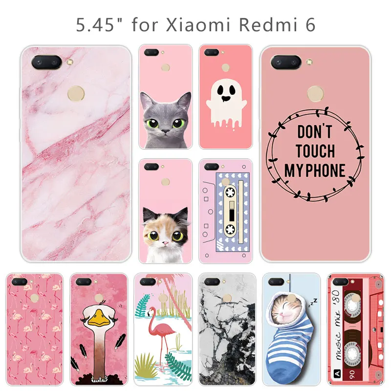 5 4 &quotдля Xiaomi Redmi 6 силиконовый розовый чехол Мягкий ТПУ задний Полностью Защитный